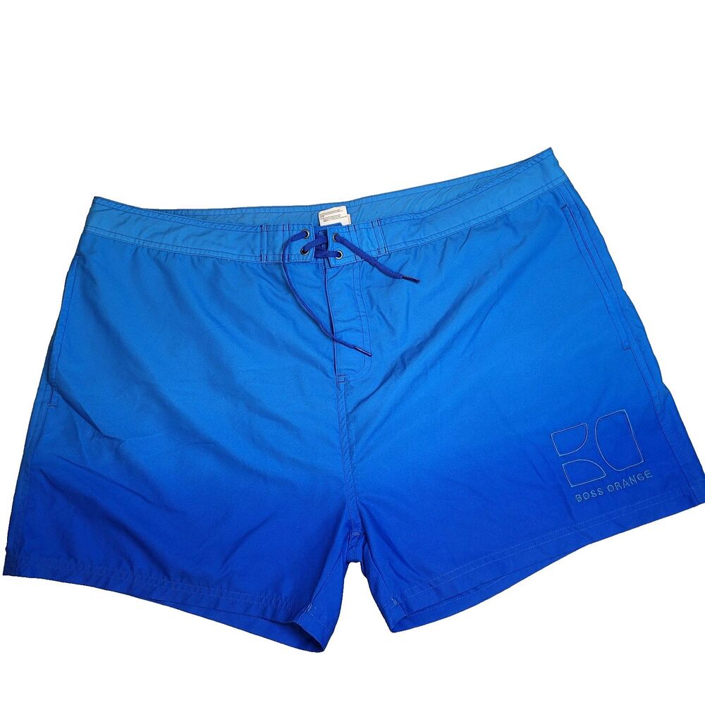 Hugo Boss Orange Label Swim Trunk Shorts Men XXL 40 Blue Drawstring Unlined 4”